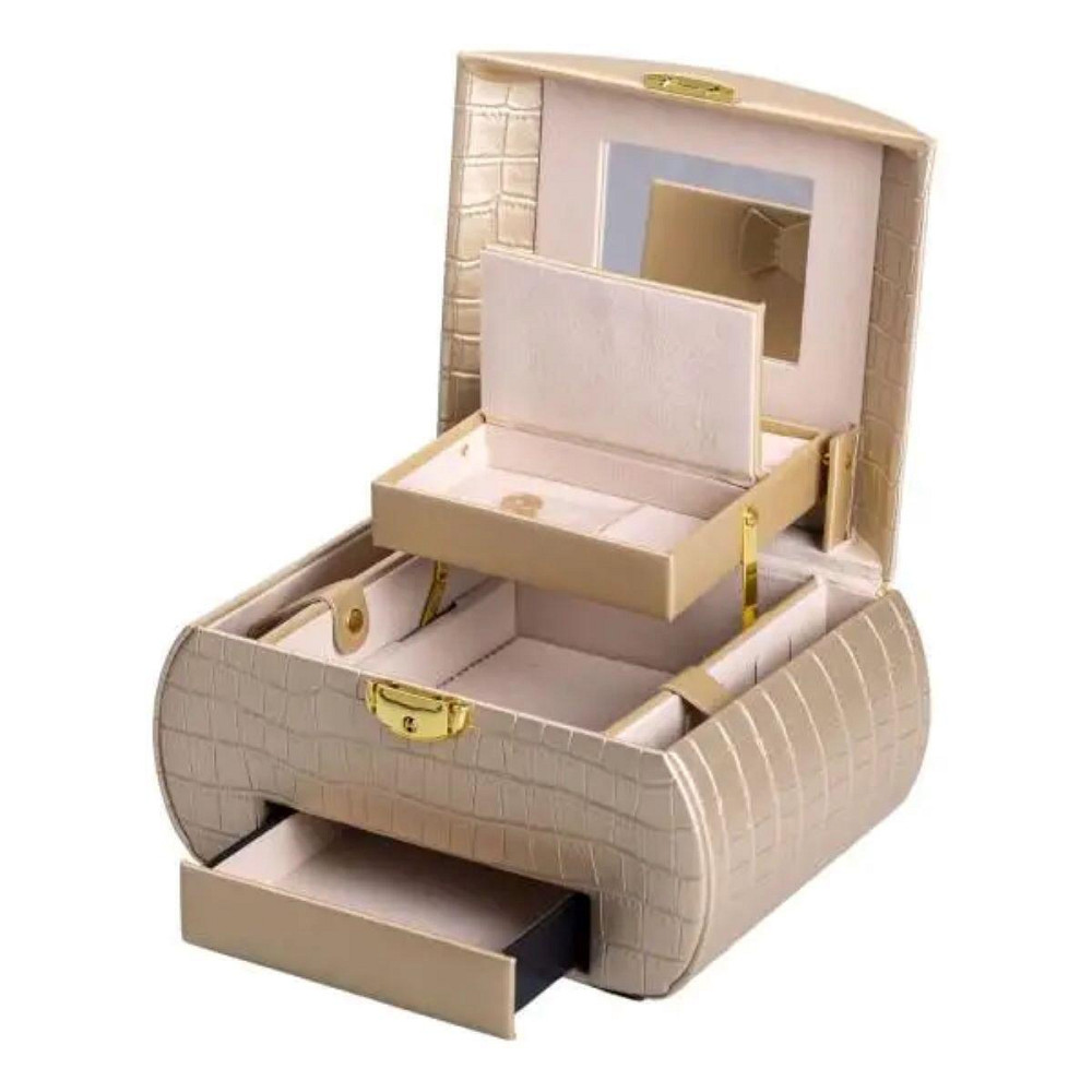 Шкатулка для прикрас з еко-шкіри, 3 яруси, з замком Київ - фото 8