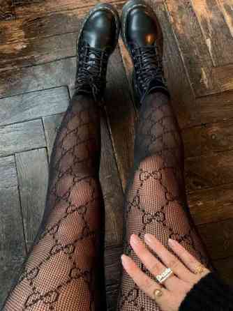 Женские универсальные черные колготки с рисунком Одесса