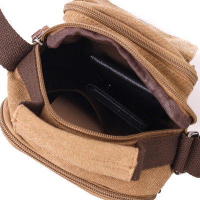 Сумка Vintage Мужская из плотного текстиля Коричневая (22220) Винница - изображение 11