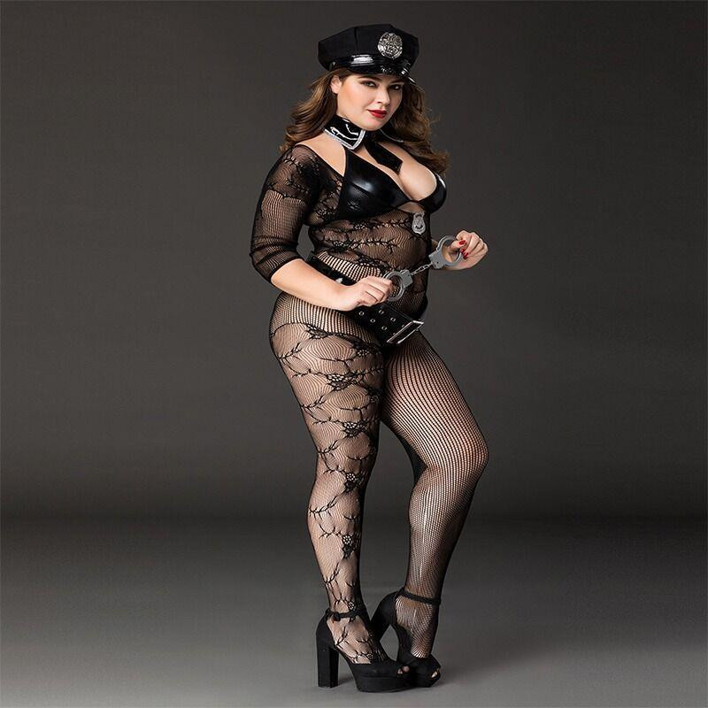 Костюм поліціянтки JSY «Фрау Марта» Plus Size Black, ремінь, кепка, наручники, краватка Sex Aura Київ - фото 2
