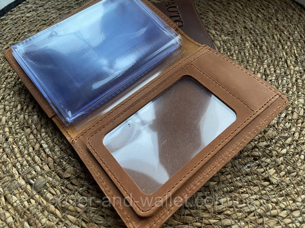 Універсальна шкіряна обкладинка для водійських прав жовтого кольору ST Leather Київ - фото 6