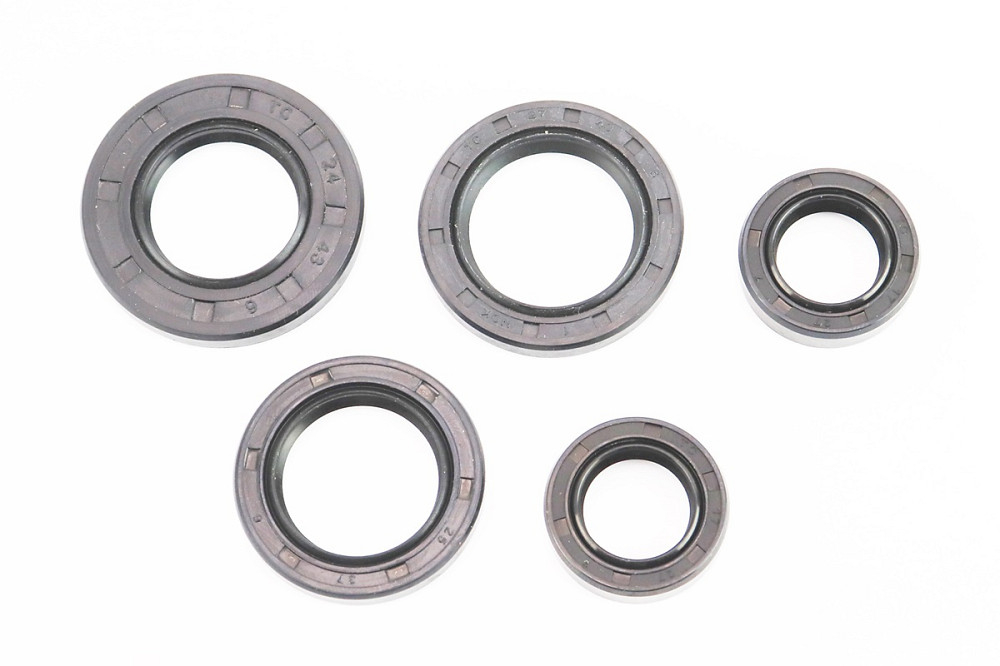 Сальники к-кт 5шт (17x27x7; 17x27x7; 24x43x6; 25x37x6; 27x40x6) двигуна, Suzuki AD50 Київ - фото 1