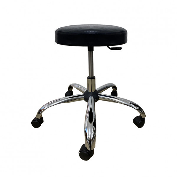 Стілець для майстра без спинки Твін на хромованій ніжці Чорний Київ - фото 1