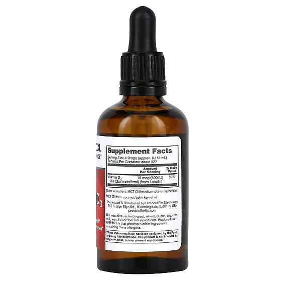 Масляний вітамін D3 Protocol for Life Balance Liquid Vitamin D3 400 МО 59 мл Київ