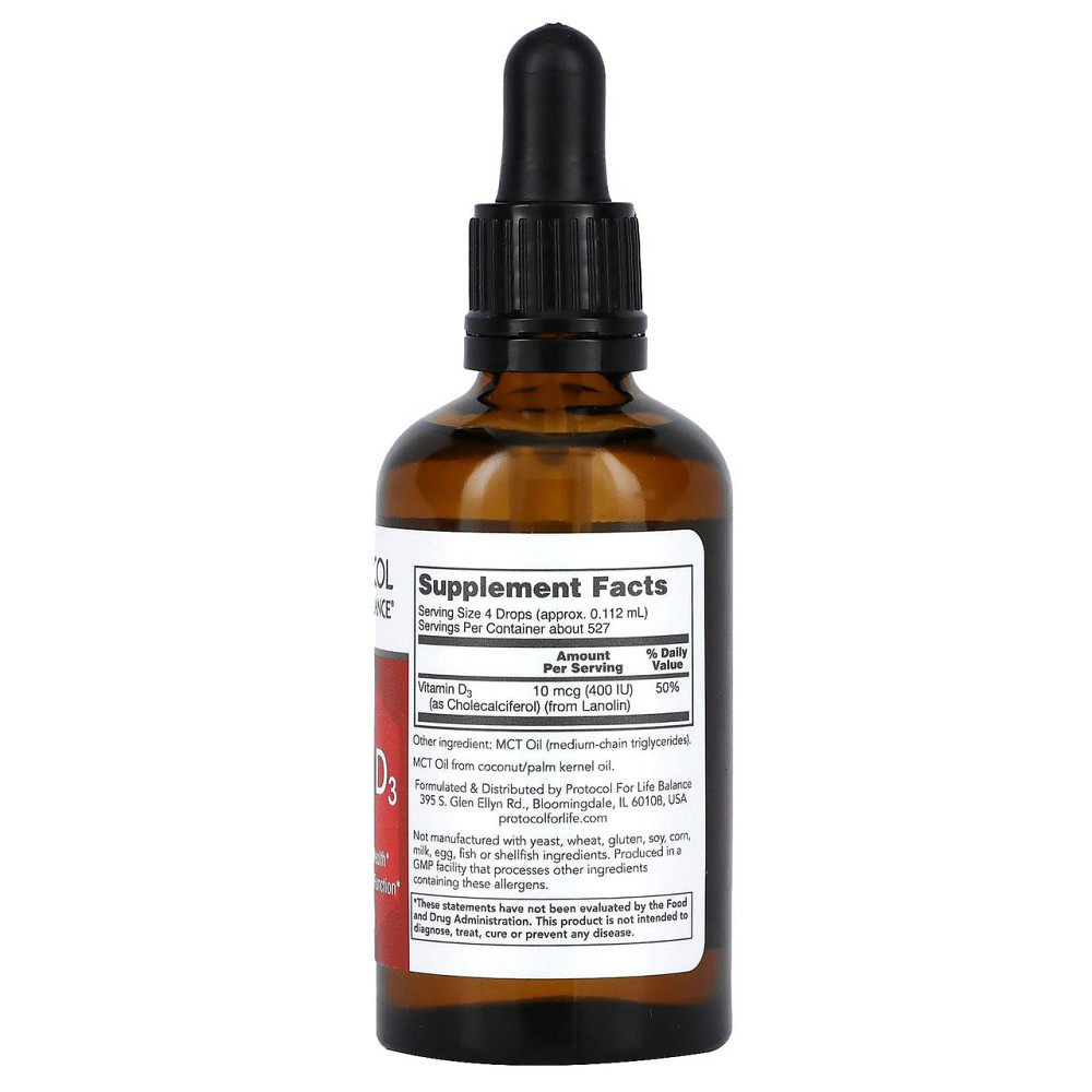 Масляний вітамін D3 Protocol for Life Balance Liquid Vitamin D3 400 МО 59 мл Київ - фото 2