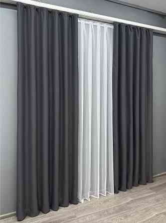 Комплект готових штор VR-Textil Bagema Rvs № 1241ш Темно-сірий 120х290 см 2 шт (39-0065) Київ