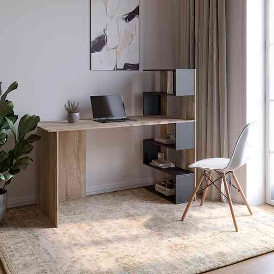 Cтіл комп'ютерний з полицями М-ЗОН Джеко 1416P правий Сонома/Антрацит (MZN-031030) Львів