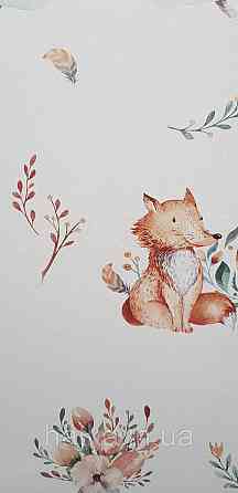 Шпалери флізелінові еко Rasch Kids World II 0.53х10 дитячі ведмедики косулі квіти намету на білому Київ