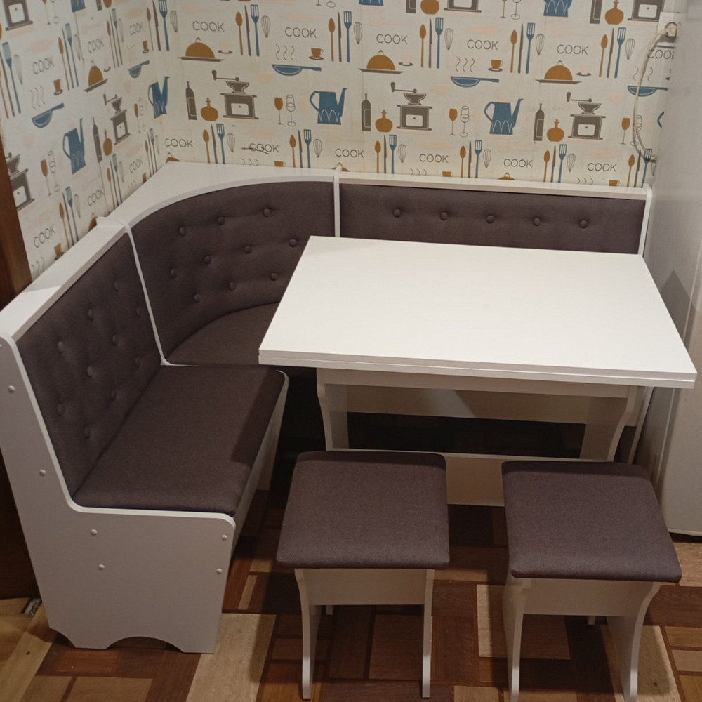 Куток Сімейний зі столом та 2 табуретки 114х154 см Тканина / Білий Львів - фото 5