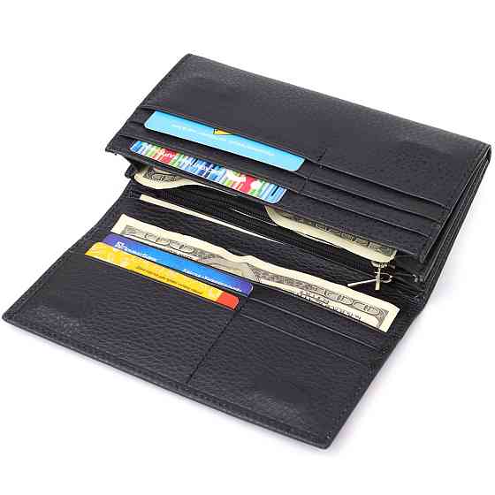 Жіночий вертикальний гаманець із натуральної шкіри ST Leather 23084 Чорний Київ