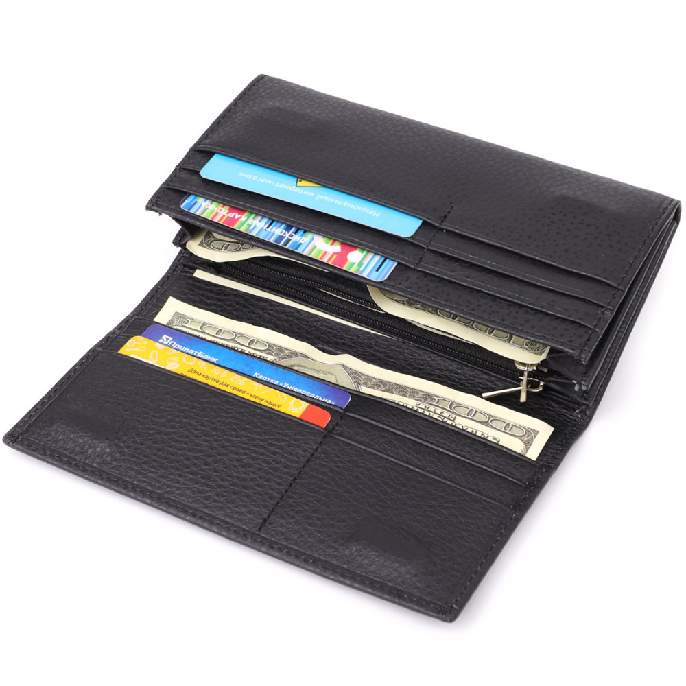 Женский вертикальный кошелек из натуральной кожи ST Leather 23084 Черный Киев - изображение 6