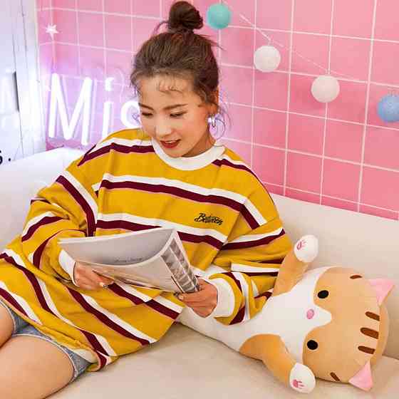 Іграшка подушка Кіт Батон, 90 см, EL-2117-7, Коричнева / М'яка іграшка обіймашка / Дитяча іграшка Котик Київ