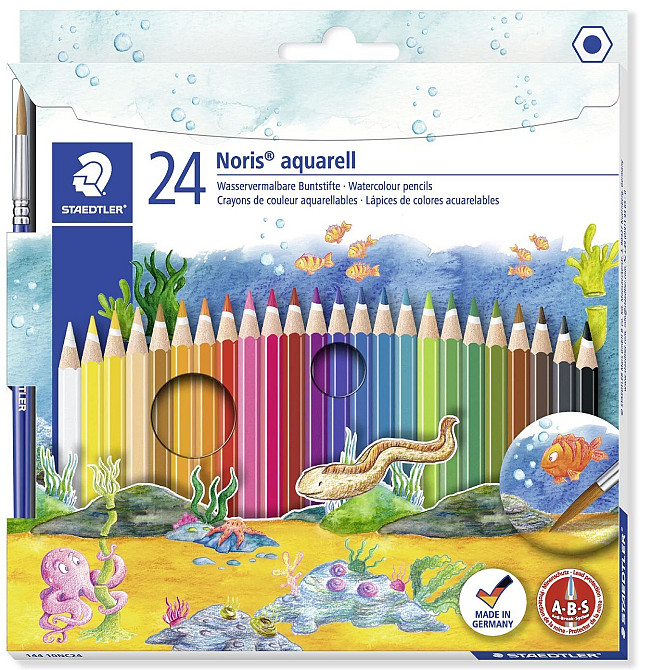 Олівці кольорові акварельні Staedtler Noris Club (24шт/упак) з пензликом Киев - изображение 1