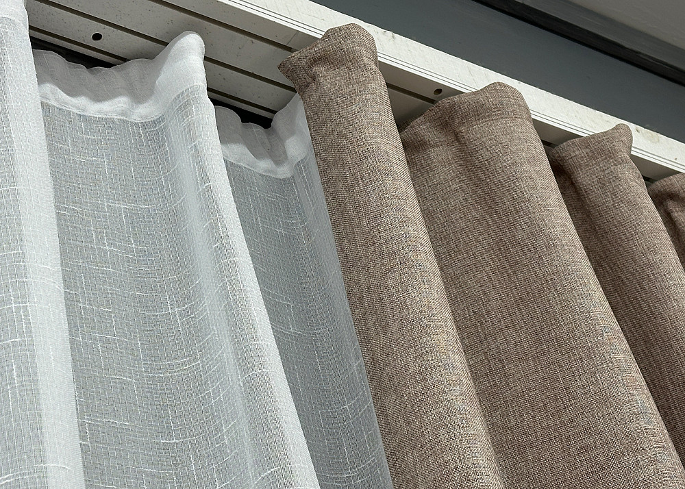 Комплект штор VR-Textil Лен Мешковина 200х270 2шт и Тюль 600х270 113ш-115т Светло-кофейный с белым 71-053/7 Киев - изображение 8