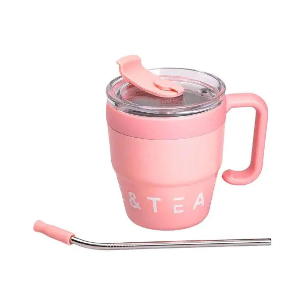 Термокружка Coffee & Tea с трубочкой розовая HP-14-23P Киев - изображение 3