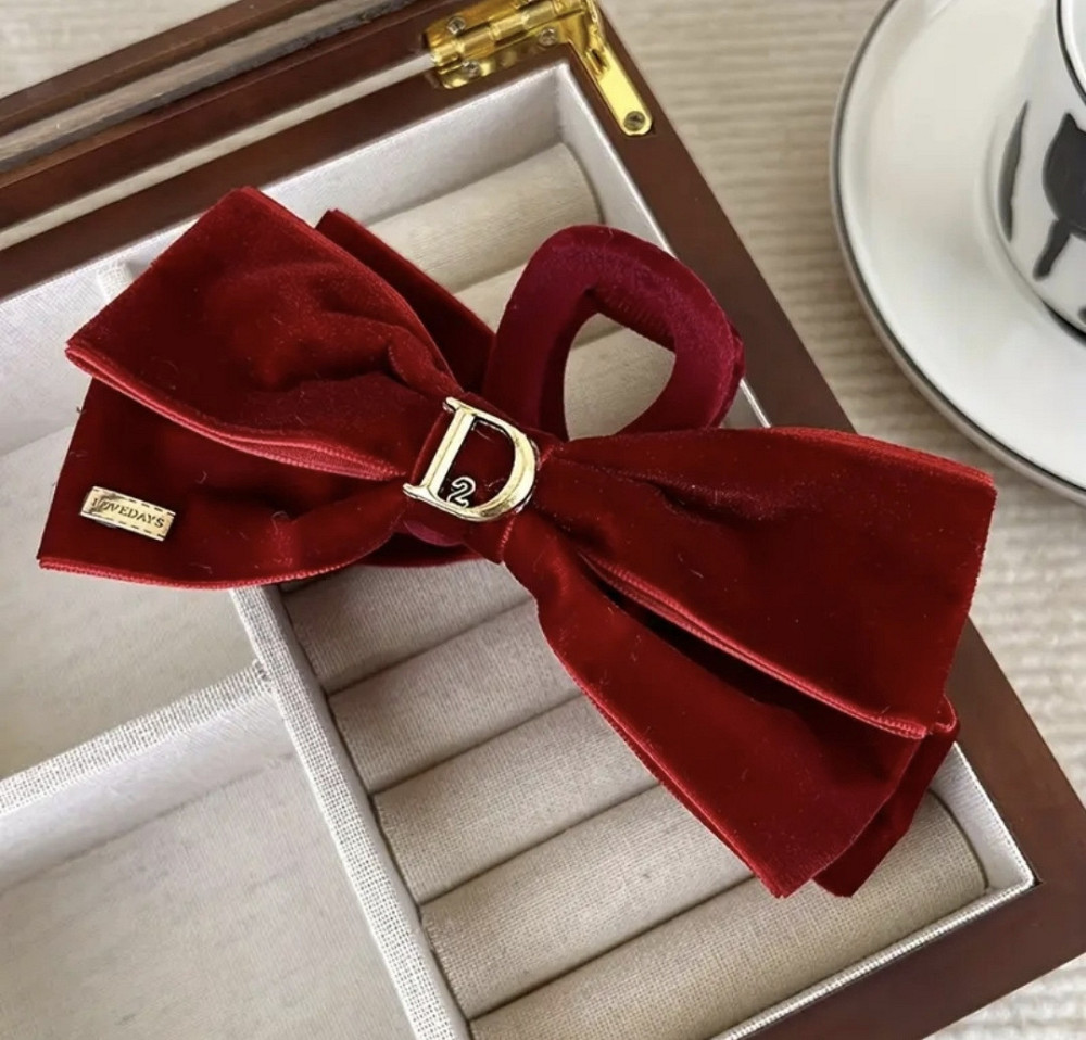 Заколка-крабик бант оксамитовий 