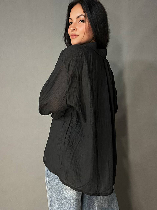 Сорочка жіноча Xingyue 388 оверсайз бавовна жатка з кишенею, чорний, one size Київ - фото 2