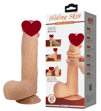 Фаллоимитатор на присоске, с эффектом скользящей кожи LyBaile - Sliding Skin 9,2'' Flesh, BW-008040LP Sex Aura Киев