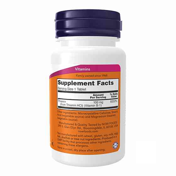 Витамин B1 тиамин NOW Foods B-1 100mg 100 таб Киев