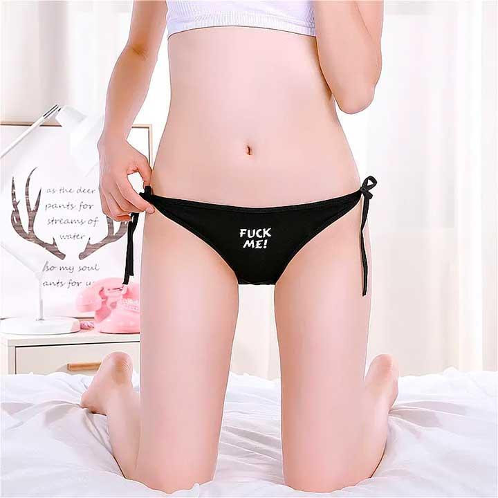 Жіночі трусики на зав'язках "Fuck Me" - Чорний - S/M/L - Еротична білизна Вінниця - фото 1