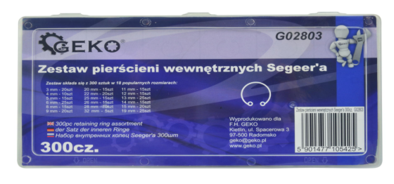 Набор внутренних стопорных колец 300 шт. (18 размеров) GEKO G02803 Чернигов