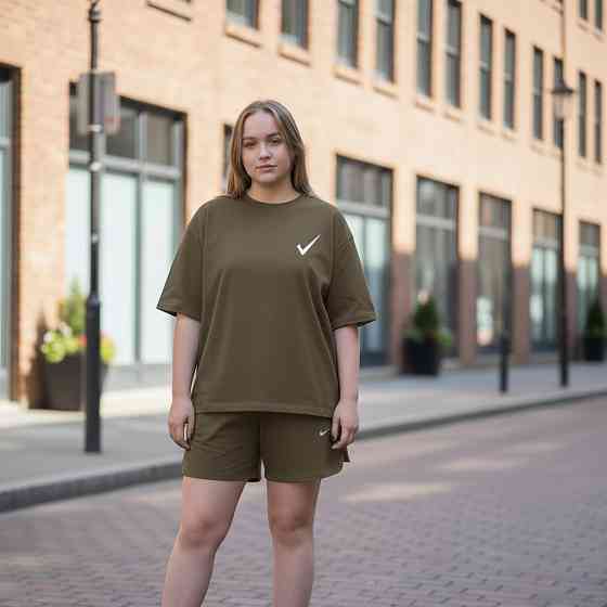 Женский летний спортивный костюм футболка с шортами Хаки XL-XXL Харьков