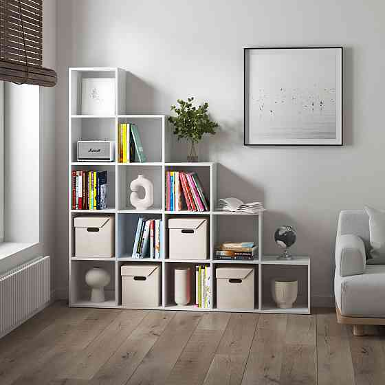 Стеллаж VAYS M-5, книжная полка с 15 ячейками, этажерка для дома, игрушек и декора, ЛДСП, 178×29×178 см Львов