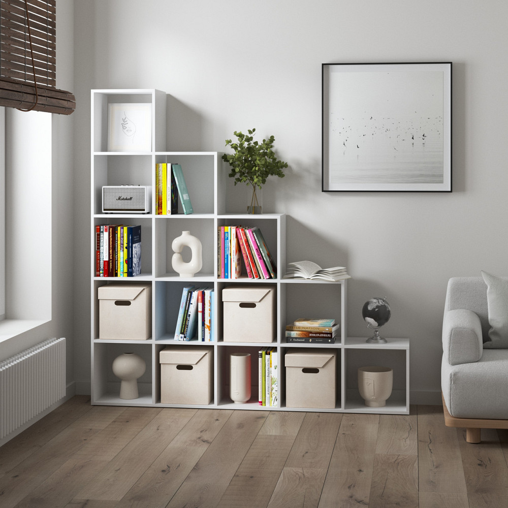 Стеллаж VAYS M-5, книжная полка с 15 ячейками, этажерка для дома, игрушек и декора, ЛДСП, 178×29×178 см Львов - изображение 1