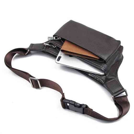 Сумка поясная кожаная Vintage 14972 Коричневая Киев