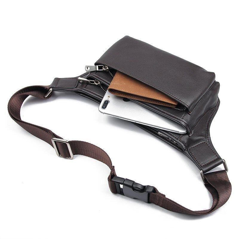 Сумка поясная кожаная Vintage 14972 Коричневая Киев - изображение 6