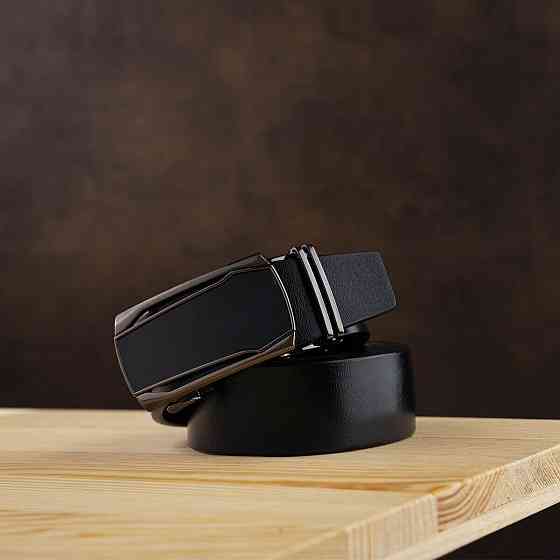 Ремень мужской c рамкой из затемненного металла Vintage 20277 Черный Киев