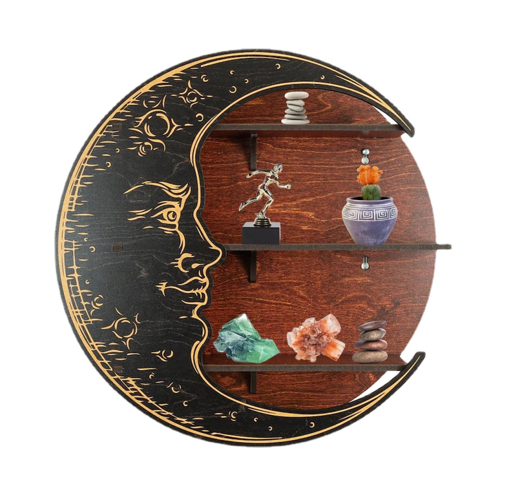 Настенная полка Луна, органайзер с 3 полками для украшений и декора, деревянная полка полумесяц, цвет Purple Каменец-Подольский - изображение 4