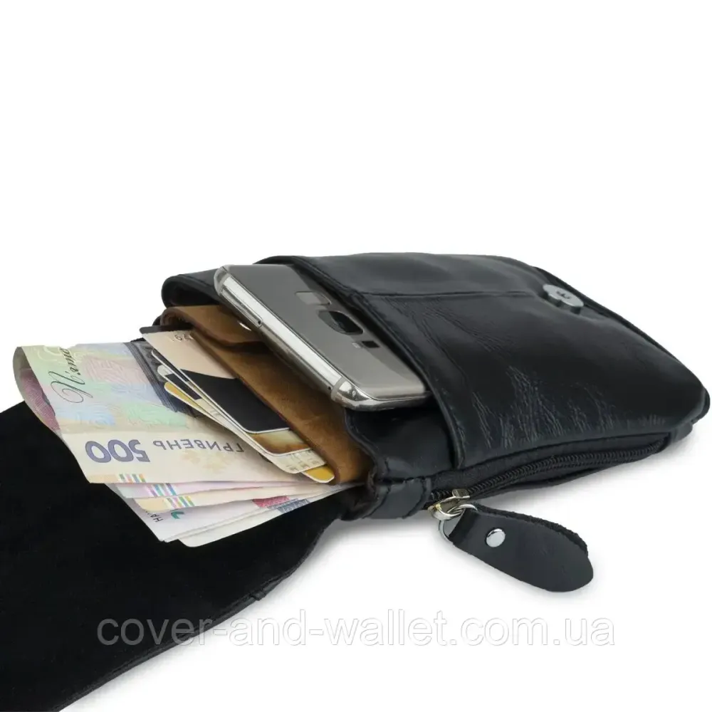 Маленькая кожаная мужская сумка на пояс Vintage 14691 Киев - изображение 9