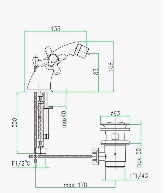 Змішувач для біде (гігієнічний душ) Haiba латунь SMES 162 півобертовий латунний (HB0371) Чернівці - фото 2