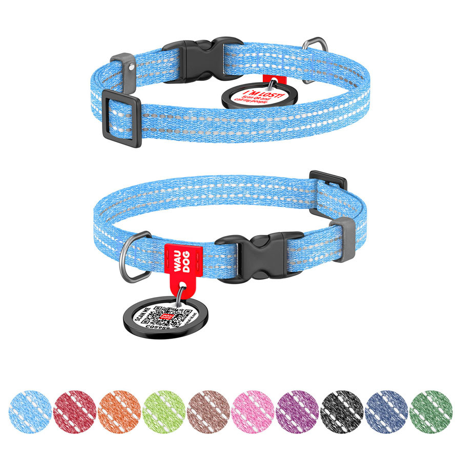 Нашийник для котів та дрібних порід собак WAUDOG Re-cotton з QR паспортом, відновлена бавовна, Коломыя - изображение 1