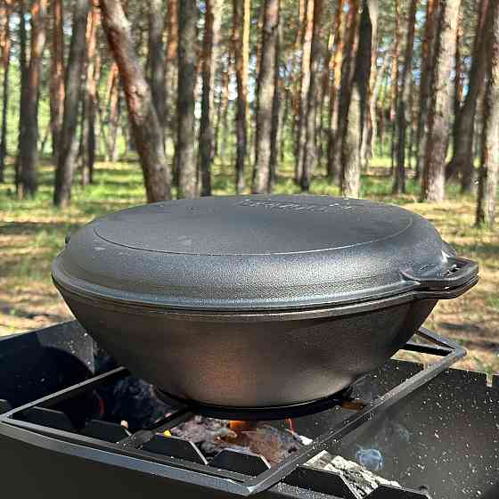 Сковорода WOK-08КС чавунна з кришкою-сковородою гриль 8л Київ