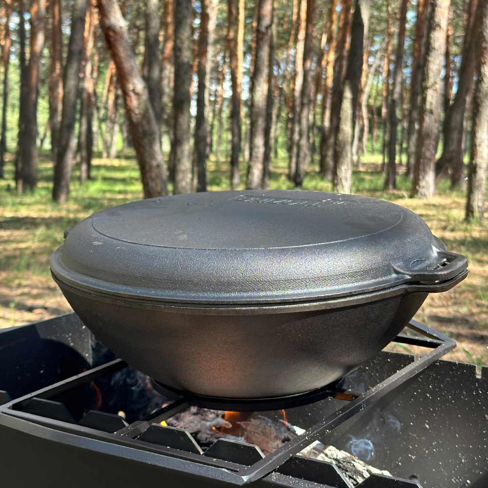 Сковорода WOK-08КС чугунная с крышкой-сковородкой гриль 8л Киев - изображение 6