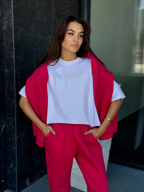 Теплий спортивний костюм жіночий на блискавці Малиновий 50/52 Харків - фото 9