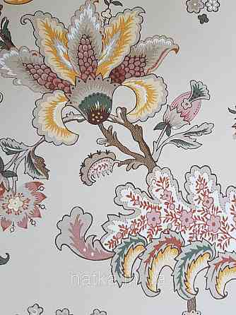 Шпалери флізелінові еко Rasch Sophia 0.53х10 рослинний принт квіти листя бордові жовті на бежевому Київ