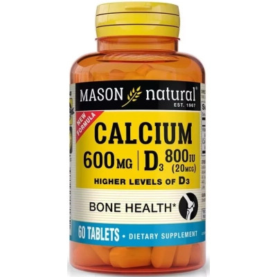 Минералы Mason Natural Кальций 600 мг с Витамином D3 800 МЕ, Calcium 600 mg with Vitamin D3 800 IU, 6 (MAV17135) Винница - изображение 1