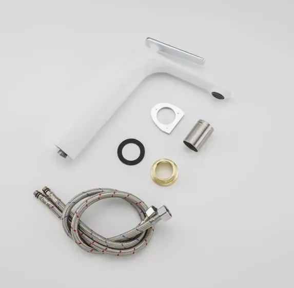 Змішувач для раковини високий Frap F1058-2 білий/хром Київ - фото 6