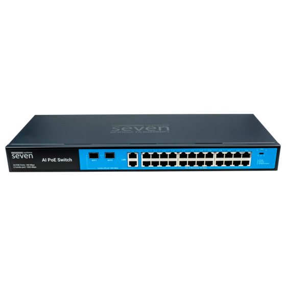 PoE комутатор 24 порти SEVEN P-73224G-2SFP (POE: 24, UP: 2 Combo G / SFP) Київ