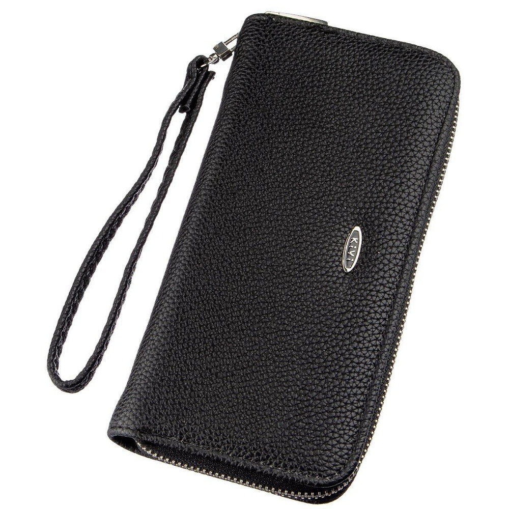 Кошелек женский на одну молнию из экокожи флотар Черный (KIVI) Киев - изображение 5