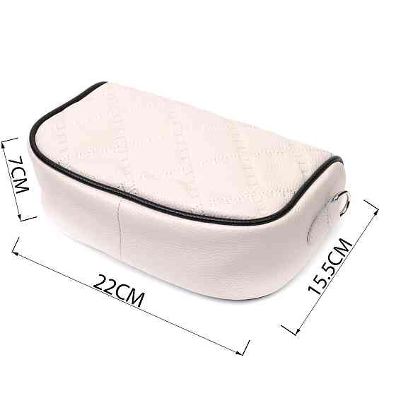 Сумка крос-боді напівкруглого формату з натуральної шкіри Vintage 22393 Біла Київ