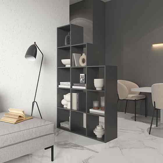 Стеллаж VAYS M-6 Антрацит, книжная полка на 12 ячеек, ЛДСП, 108×29×178 см - для дома, офиса, детской или гостиной Львов