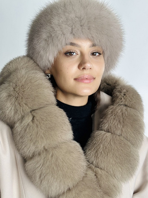 Хутряна пов'язка на голову жіноча з песця Світло-Бежевий Харків - фото 5