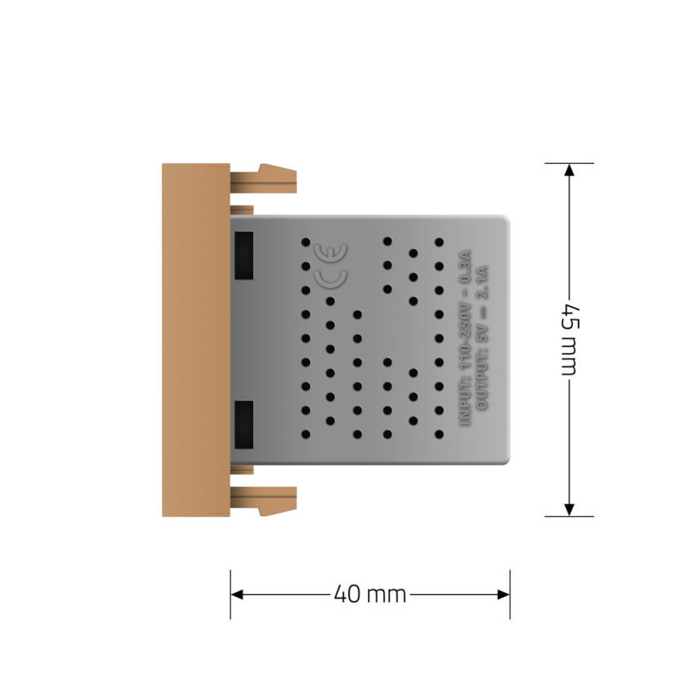 Подвійна розетка USB LIVOLO золота, з блоком живлення 2×USB-A 5V/2.1A, 2×10Вт, модуль (VL-FCUA-2AP) Коломыя - изображение 6