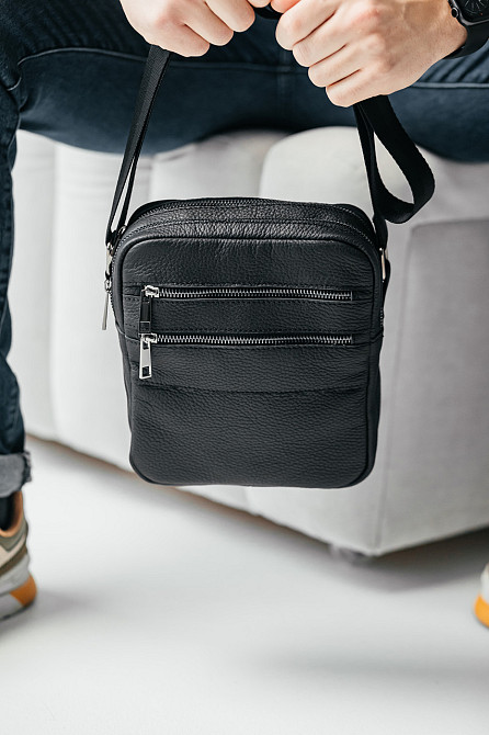 Чоловіча каркасна барсетка, сумка з натуральної шкіри, Кожаний месендджерMasterSem Київ - фото 4