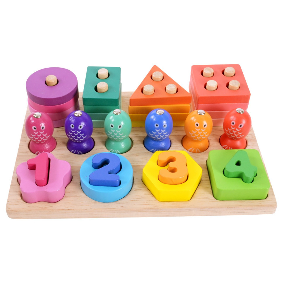 Дитяча дерев’яна іграшка "Пірамідка-сортер" C9416 рибалка, вкладиші Вінниця - фото 2