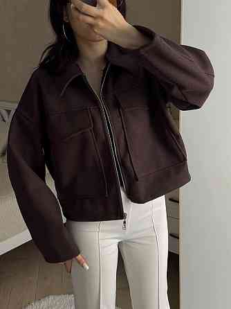 Женский повседневный оверсайз бомбер на молнии турецкий кашемир Шоколад Одесса